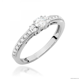 Pierścionek W201 Diament 0,13ct białe złoto