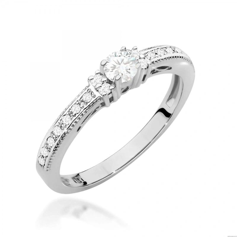 Pierścionek W201 Diament 0,13ct białe złoto