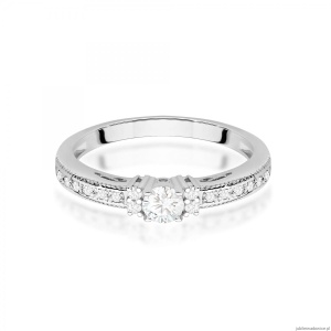 Pierścionek W201 Diament 0,13ct białe złoto