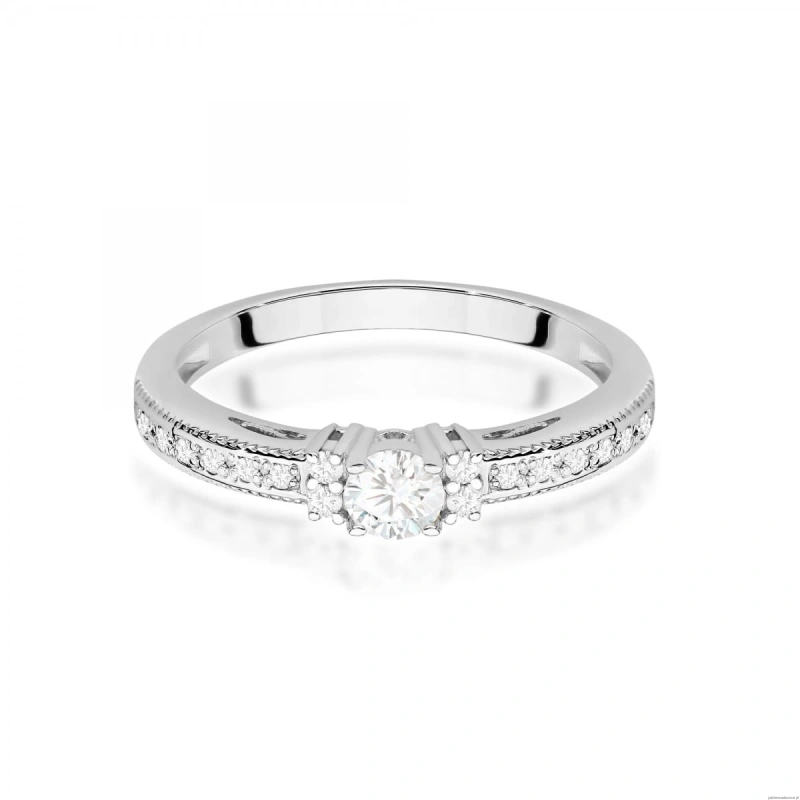 Pierścionek W201 Diament 0,13ct białe złoto