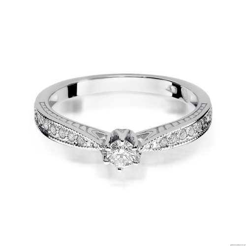 Pierścionek W202 Diament 0,15ct białe złoto