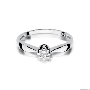 Pierścionek W228 Diament 0,15ct białe złoto