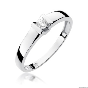 Pierścionek W249 Diament 0,10ct białe złoto