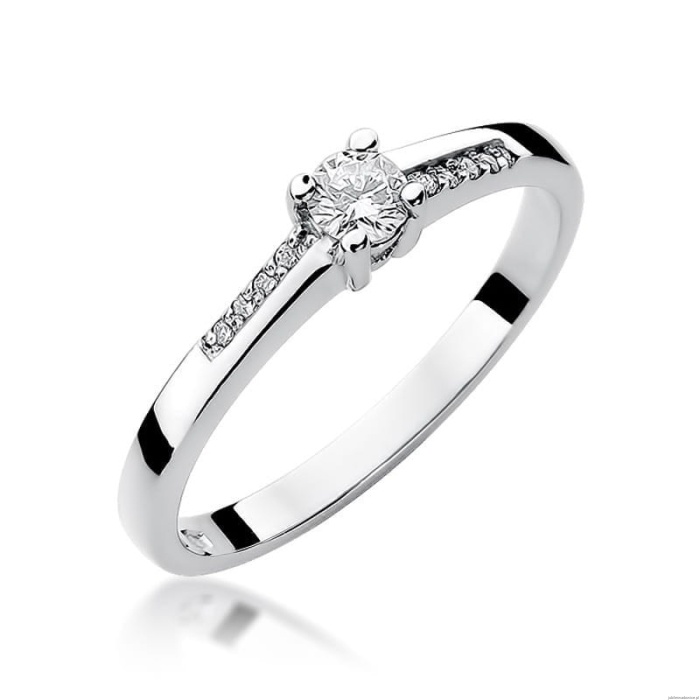 Pierścionek W258 Diament 0,15ct białe złoto