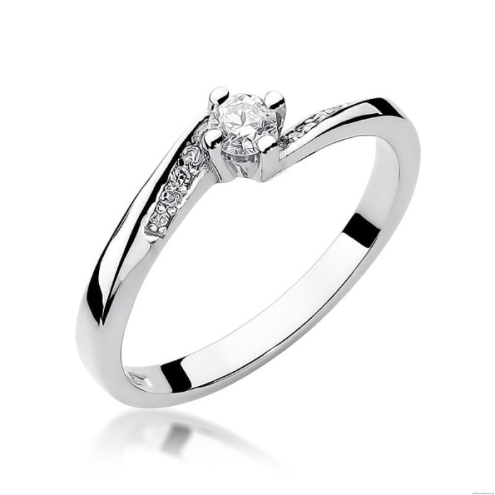 Pierścionek W262 Diament 0,15ct białe złoto