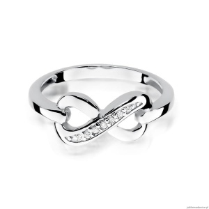 Pierścionek W285 z diamentami białe złoto