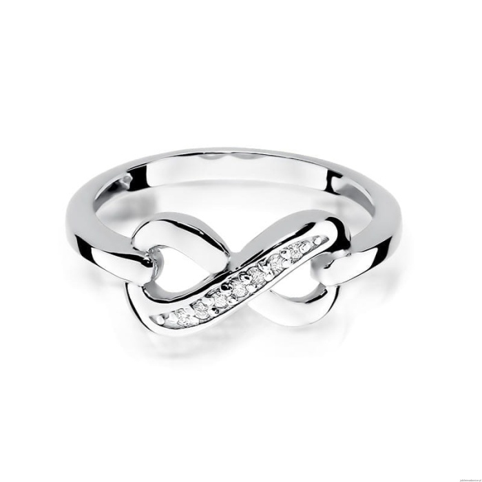 Pierścionek W285 z diamentami białe złoto