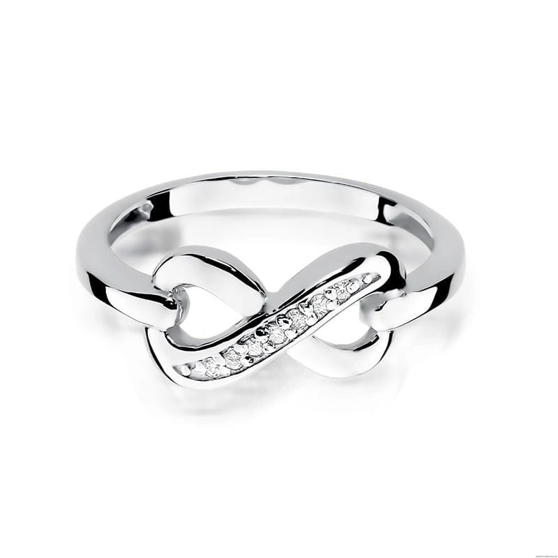 Pierścionek W285 z diamentami białe złoto