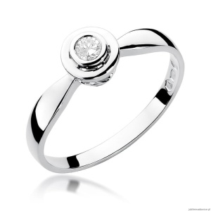Pierścionek W294 Diament 0,10ct białe złoto