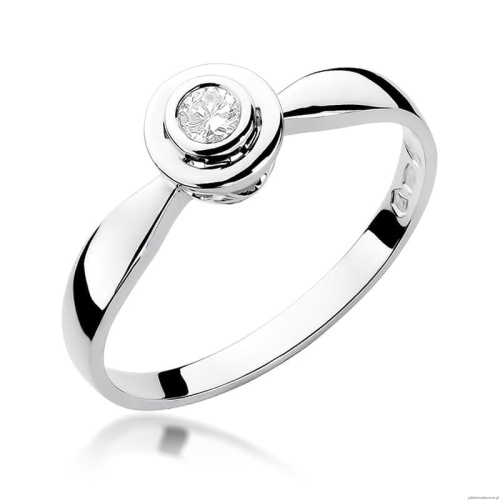 Pierścionek W294 Diament 0,10ct białe złoto