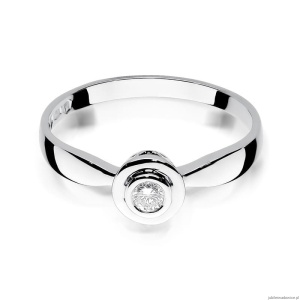 Pierścionek W294 Diament 0,10ct białe złoto