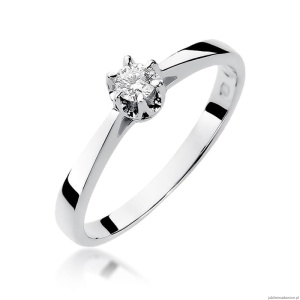 Pierścionek W295 Diament 0,12ct białe złoto