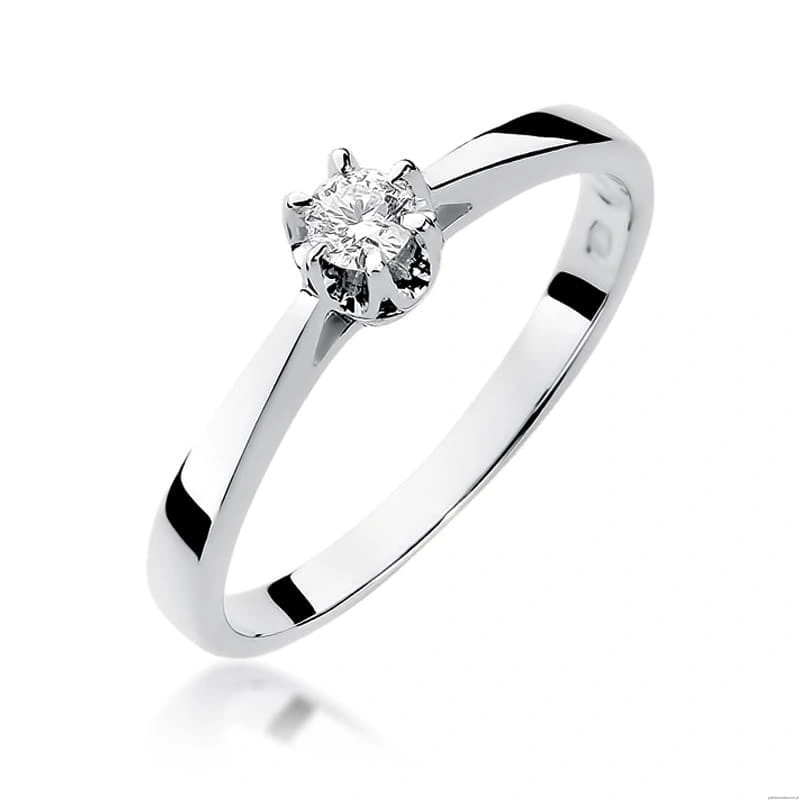 Pierścionek W295 Diament 0,12ct białe złoto