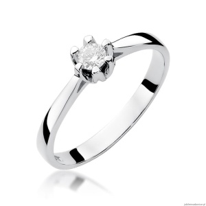 Pierścionek W299 Diament 0,12ct białe złoto