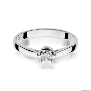 Pierścionek W299 Diament 0,12ct białe złoto