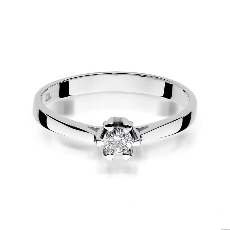 Pierścionek W299 Diament 0,12ct białe złoto