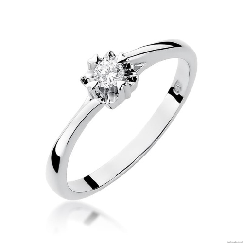 Pierścionek W318 Diament 0,10ct białe złoto