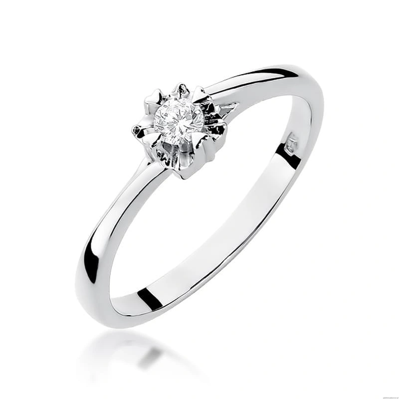 Pierścionek W318 Diament 0,10ct białe złoto