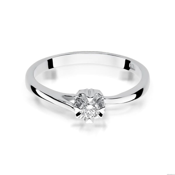 Pierścionek W318 Diament 0,10ct białe złoto