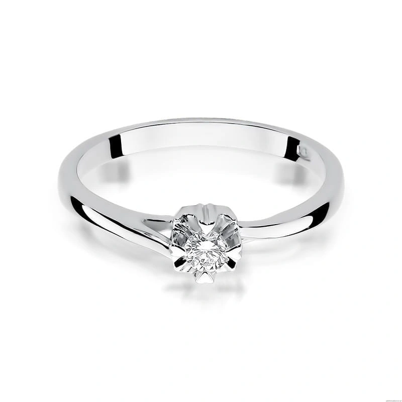 Pierścionek W318 Diament 0,10ct białe złoto