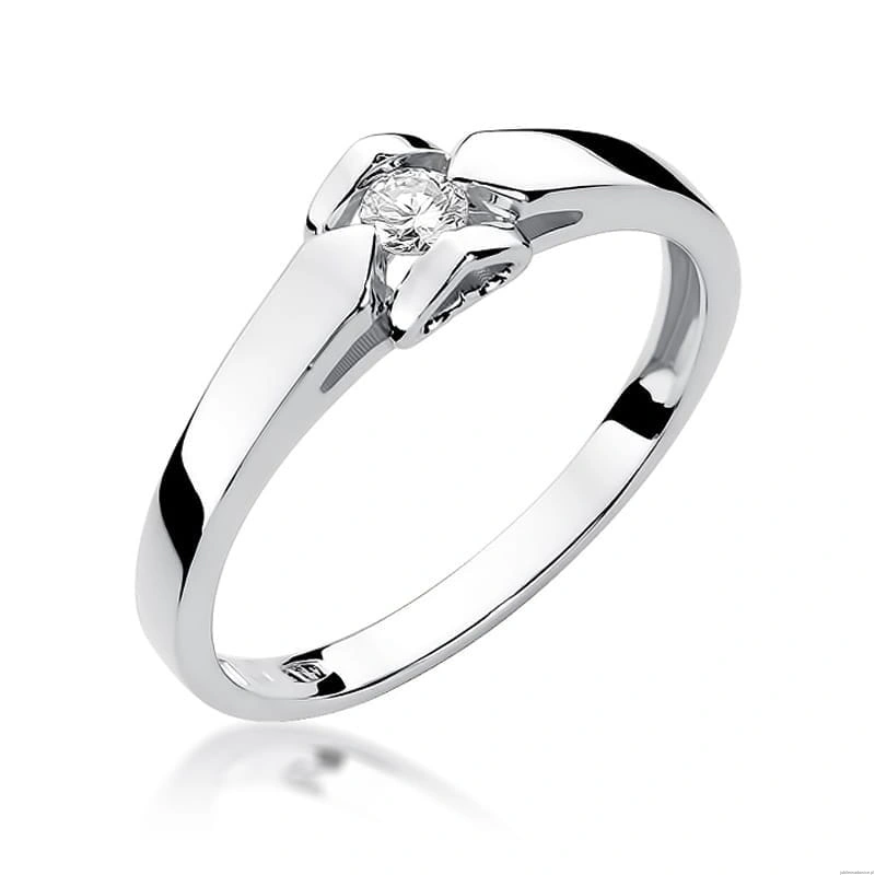 Pierścionek W320 Diament 0,09ct białe złoto