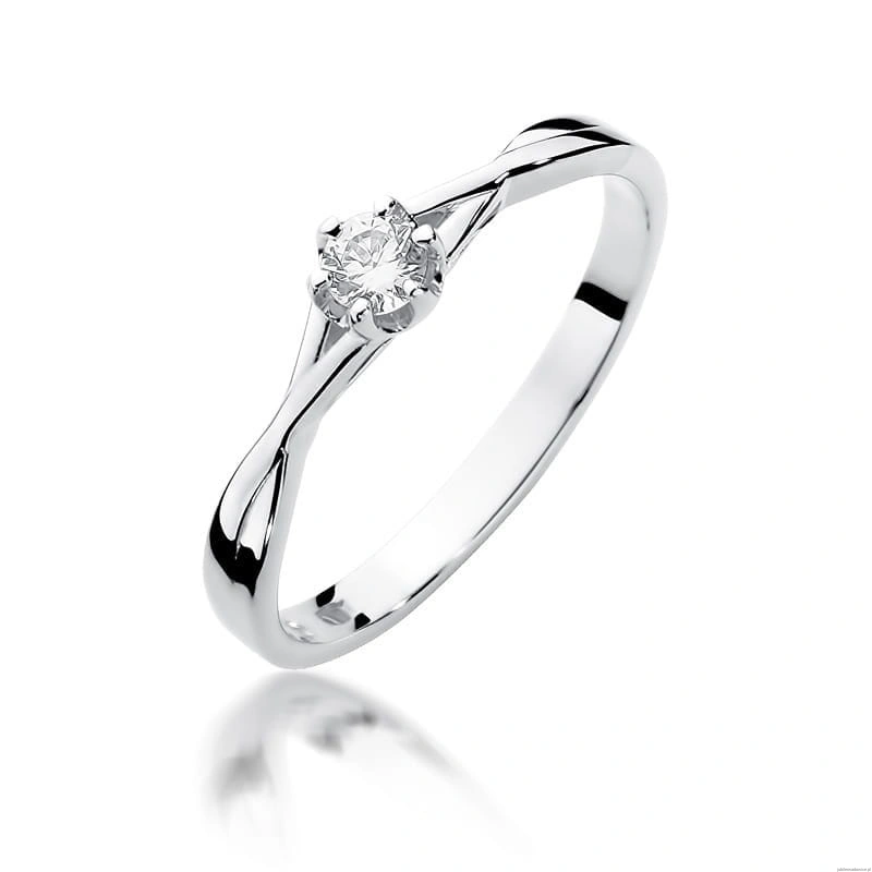 Pierścionek W340 Diament 0,12ct białe złoto