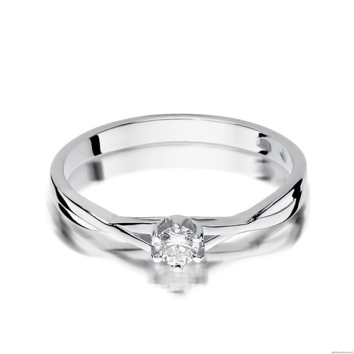Pierścionek W340 Diament 0,12ct białe złoto