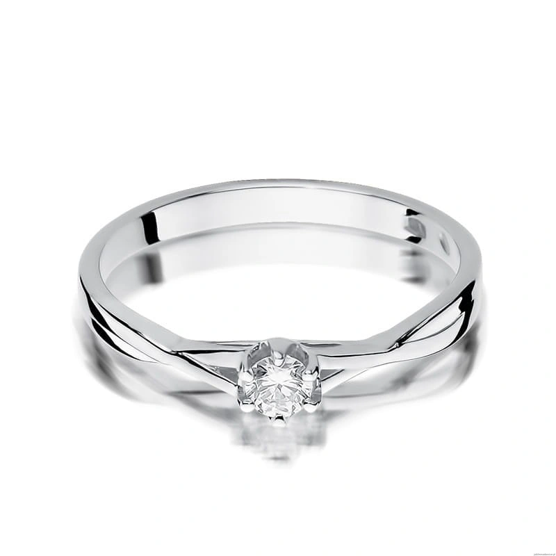 Pierścionek W340 Diament 0,12ct białe złoto