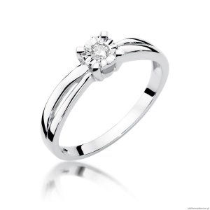 Pierścionek W360 Diament 0,08ct białe złoto