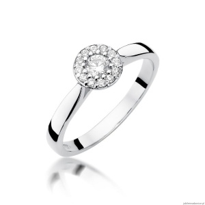 Pierścionek W362 Diament 0,12ct białe złoto