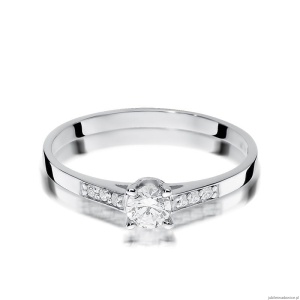 Pierścionek W399 Diament 0,15ct białe złoto