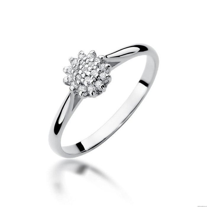 Pierścionek W401 z diamentami białe złoto