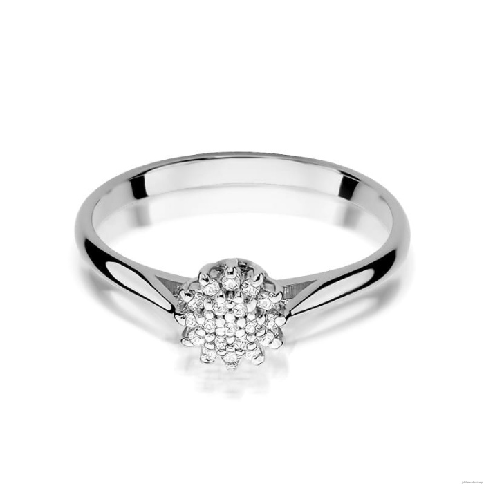 Pierścionek W401 z diamentami białe złoto
