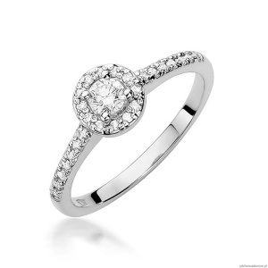 Pierścionek W406 Diament 0,15ct białe złoto