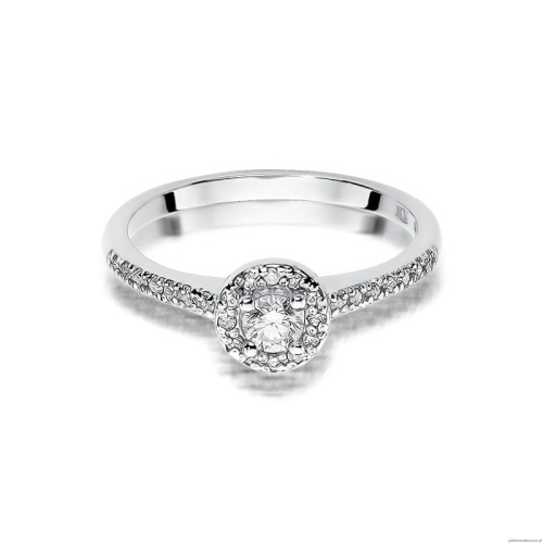 Pierścionek W406 Diament 0,15ct białe złoto