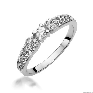 Pierścionek W411 Diament 0,10ct białe złoto
