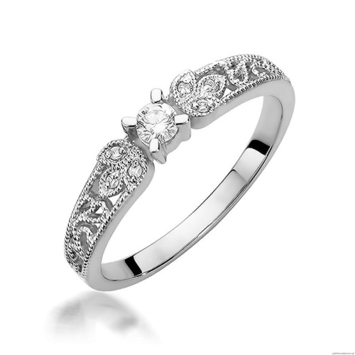 Pierścionek W411 Diament 0,10ct białe złoto