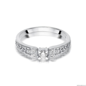 Pierścionek W411 Diament 0,10ct białe złoto