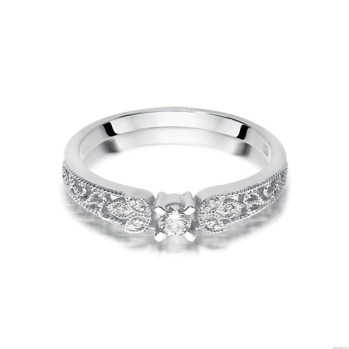 Pierścionek W411 Diament 0,10ct białe złoto