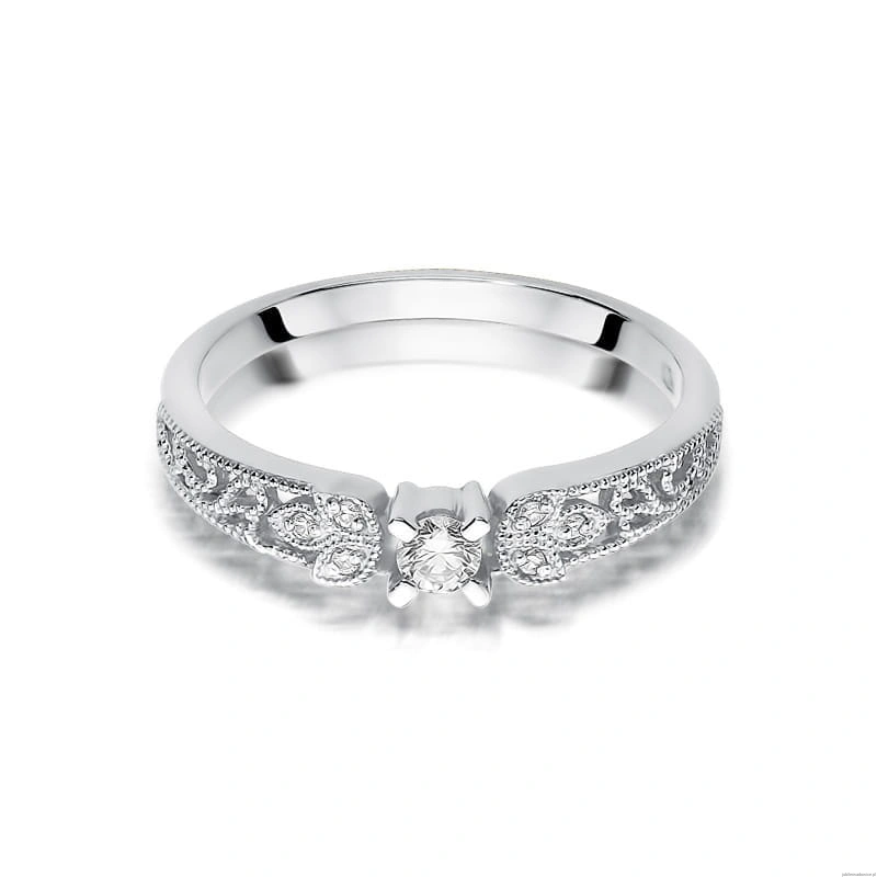 Pierścionek W411 Diament 0,10ct białe złoto