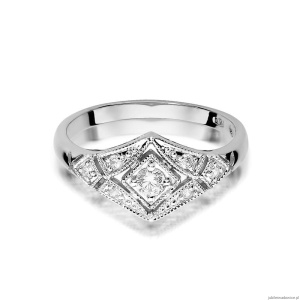 Pierścionek W412 Diament 0,10ct białe złoto