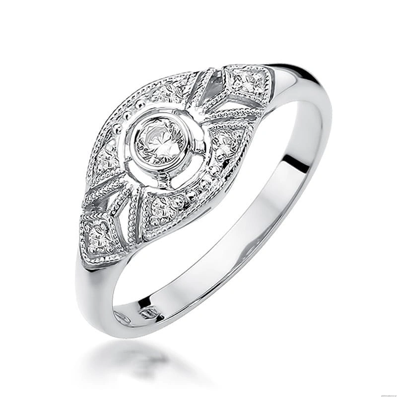 Pierścionek W413 Diament 0,10ct białe złoto