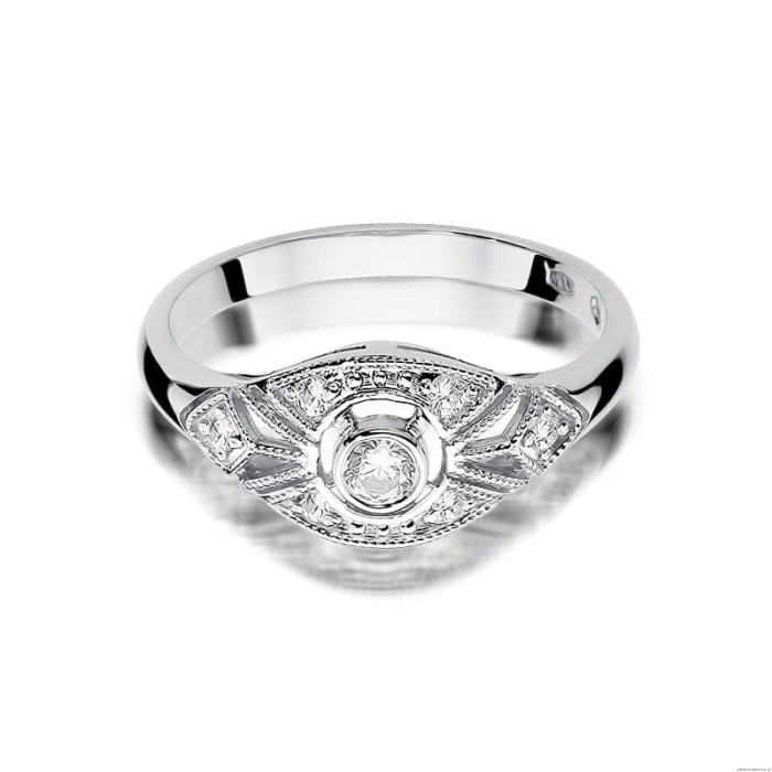 Pierścionek W413 Diament 0,10ct białe złoto