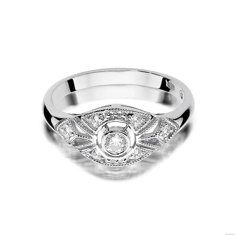 Pierścionek W413 Diament 0,10ct białe złoto