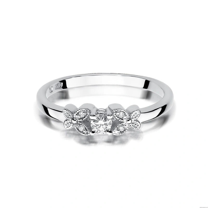 Pierścionek W414 Diament 0,10ct białe złoto