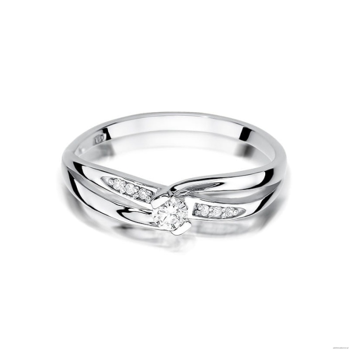 Pierścionek W415 Diament 0,10ct białe złoto