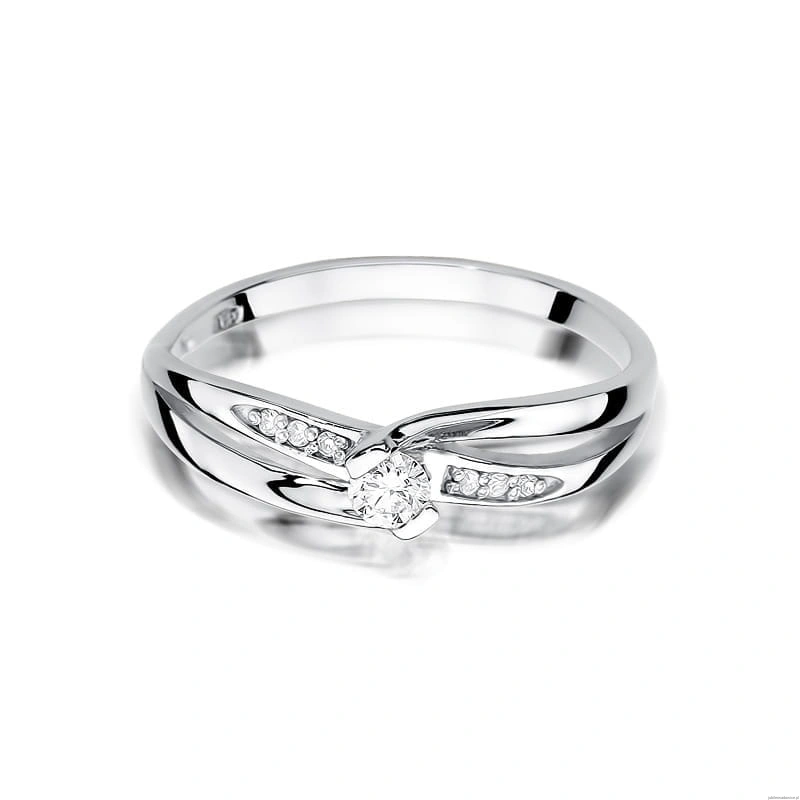 Pierścionek W415 Diament 0,10ct białe złoto