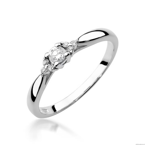 Pierścionek W428 Diament 0,10ct białe złoto