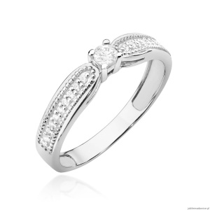 Pierścionek W449 Diament 0,08ct białe złoto