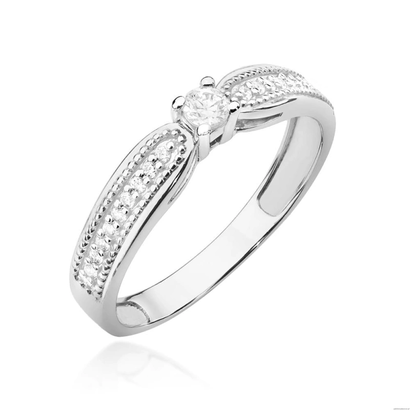 Pierścionek W449 Diament 0,08ct białe złoto